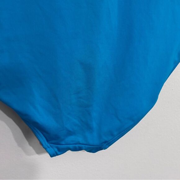 CALVIN KLEIN | Shimmer Teal Blue Pleated One-Piece Swimsuit 6 - Picture 10 of 16